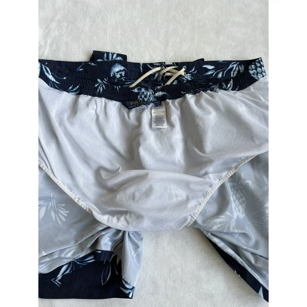 Polo Ralph Lauren Men's 2XB Swim Trunks Navy Blue Pineapple Floral Print